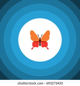 Isolated Butterfly Flat Icon. Danaus Plexippus Vector Element Can Be Used For Butterfly, Monarch, Moth Design Concept.