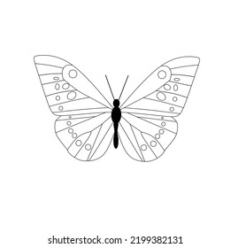 Vector de ilustración de mariposa aislada, este archivo para reeditarlo y colorearlo.
