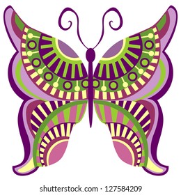 Isolated Butterfly on White Background, Vector Version