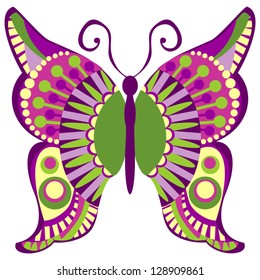 Isolated Butterfly on White Background, Vector Version