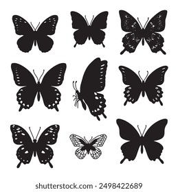 Isolated butterfly on the white background. butterfly silhouettes. Vector EPS 10.	