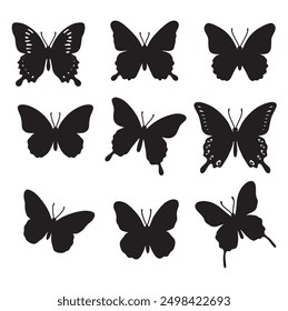 Isolated butterfly on the white background. butterfly silhouettes. Vector EPS 10.	