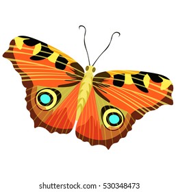 isolated a  butterfly peacock eye. vector illustration