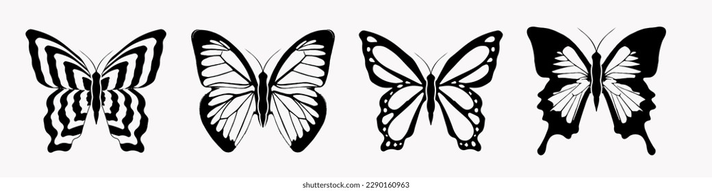 Isolated Butterfly Vector Design. Tropical Decor Element. Y2k Pattern.