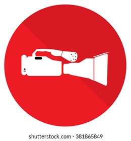 Isolated button with a camera silhouette on a colored background