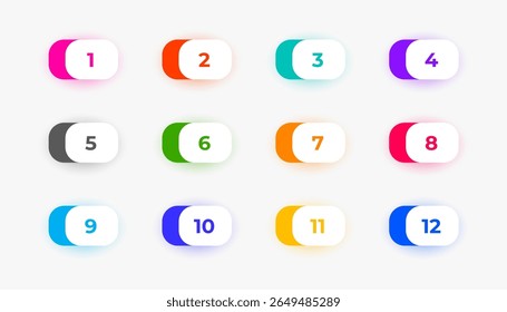 isolated button shape bullet points in set of numerical digit vector 