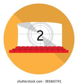 Isolated button with a theater on a colored background