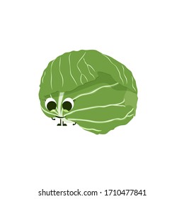 Isolated cabbage cartoon. Healthy food cartoon - Vector