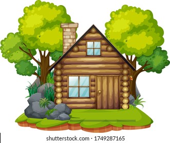 Isolated Cabin In The Wood Illustration