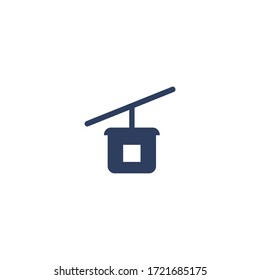 Cilindro de cable aislado, tranvía aérea, icono de vector de carretera, ilustración de pictograma plano
