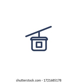 Cilindro de cable aislado, tranvía aérea, icono de vector de carretera, ilustración de pictograma plano