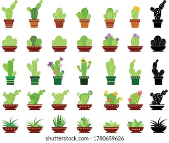 Isolated Cacti in Pots Vectors