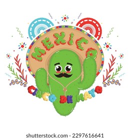 Isolated cactus cartoon Cinco de mayo Vector illustration