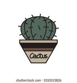 Isolated cactus icon design in casual style on white background.