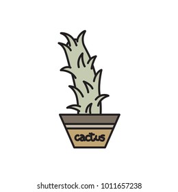 Isolated cactus icon design in casual style on white background.