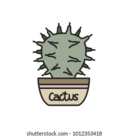 Isolated cactus icon design in casual style on white background.