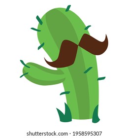 Isolated cactus icon with mustache - Vector illustration