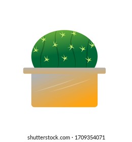 Isolated cactus icon on a pot plant - Vector