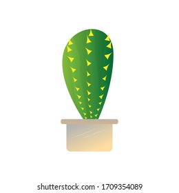 Isolated cactus icon on a pot plant - Vector