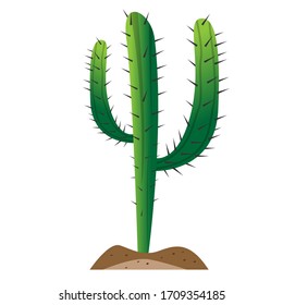 Icono de cactus aislado sobre tierra - Ilustración vectorial