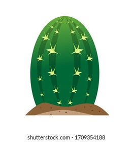 Isolated cactus icon over ground - Vector illustration