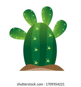 Isolated cactus icon over ground - Vector illustration