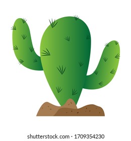 Icono de cactus aislado sobre tierra - Ilustración vectorial