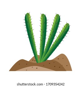 Isolated cactus icon over ground - Vector illustration