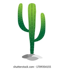 Isolated cactus icon over a rocks - Vector