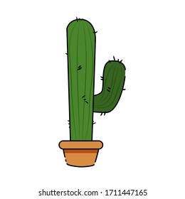 Isolated cactus icon in a potplant - Vector