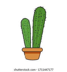Isolated cactus icon in a potplant - Vector