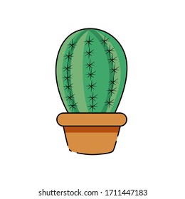 Isolated cactus icon in a potplant - Vector