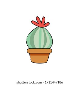 Icono de cactus aislado en una planta - Vector