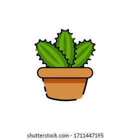 Isolated cactus icon in a potplant - Vector