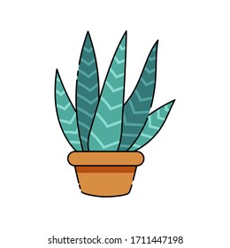 Isolated cactus icon in a potplant - Vector