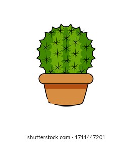 Isolated cactus icon in a potplant - Vector