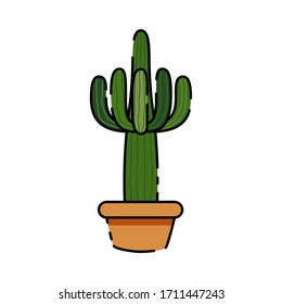 Isolated cactus icon in a potplant - Vector