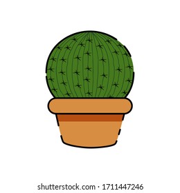 Isolated cactus icon in a potplant - Vector