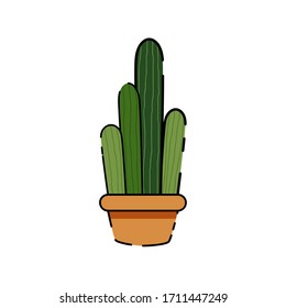 Isolated cactus icon in a potplant - Vector