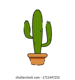 Isolated cactus icon in a potplant - Vector