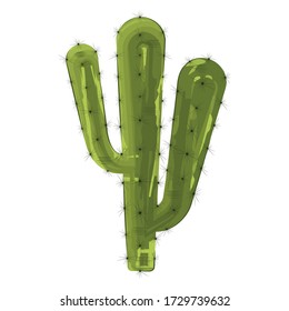 Isolated cactus image. Exotic plant. Watercolor style - vector illustration