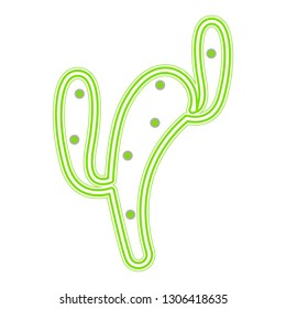 Isolated cactus image. Neon bright sign. Vector illustration design