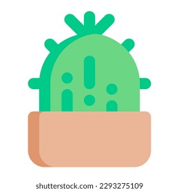 Cactus aislados con una olla en un icono plano sobre fondo blanco. Flor, cactáceas, primavera, verano