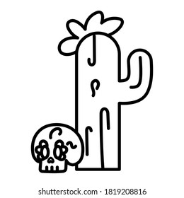 Cactus aislados con un icono del cráneo - Ilustración vectorial