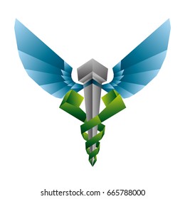 isolated caduceus emblem