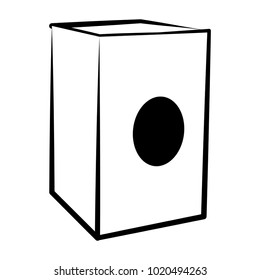 Isolated cajon outline. Musical instrument