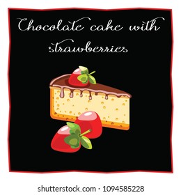 Isolated cake. Dessert with a frame for a restaurant menu and a cafe. Vector illustration.

