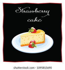 Isolated cake. Dessert with a frame for a restaurant menu and a cafe. Vector illustration.

