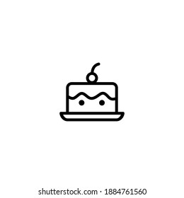 Isolated cake icon vector outline black color.