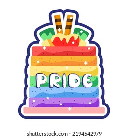 Isolated cake rainbow sticker vector illustration